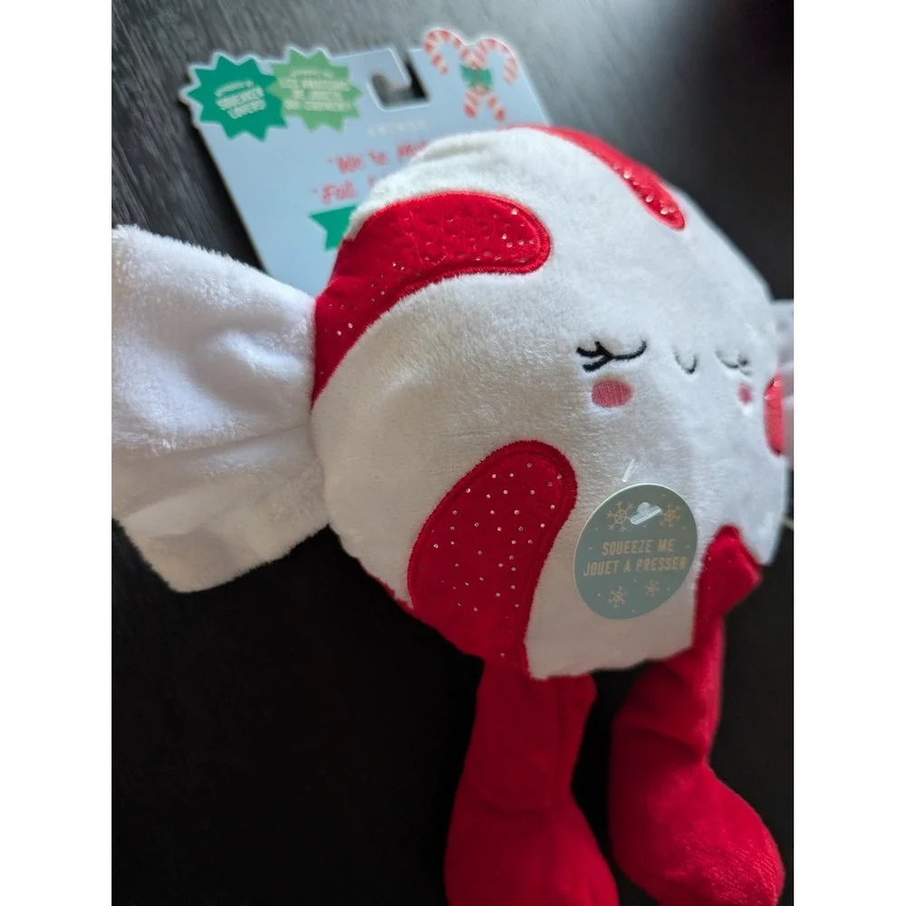 Christmas Peppermint Candy Plush‎ Dog Toy Extra Loud Squeaker Red White New